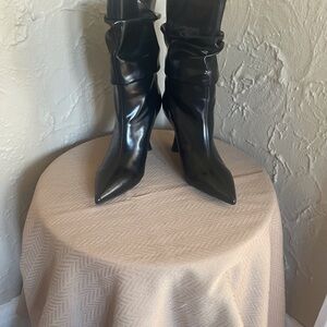 Black patent leather boots